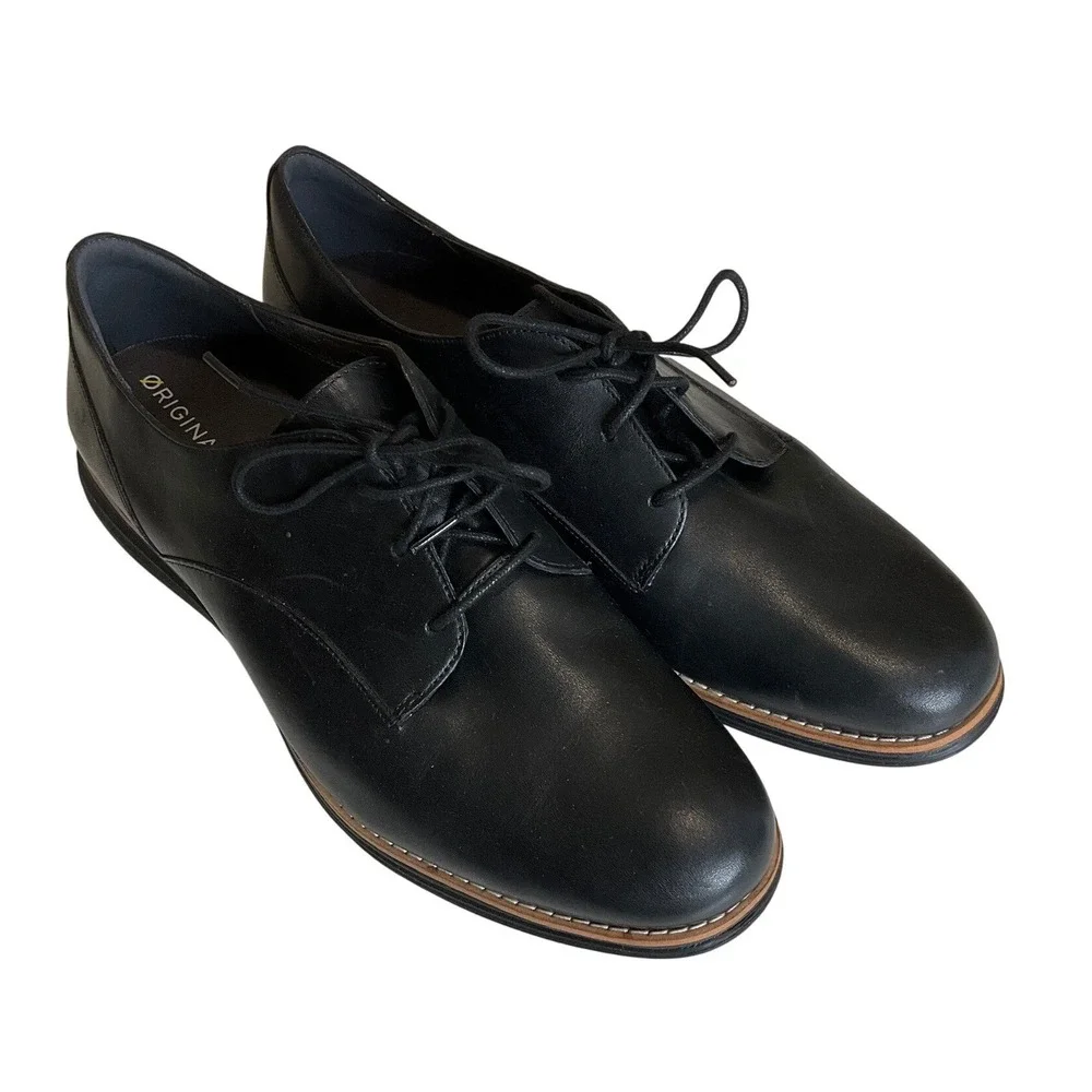 Cole Haan Leather Original Grand Plain Oxford Lace Up Shoes Black Classic 11B